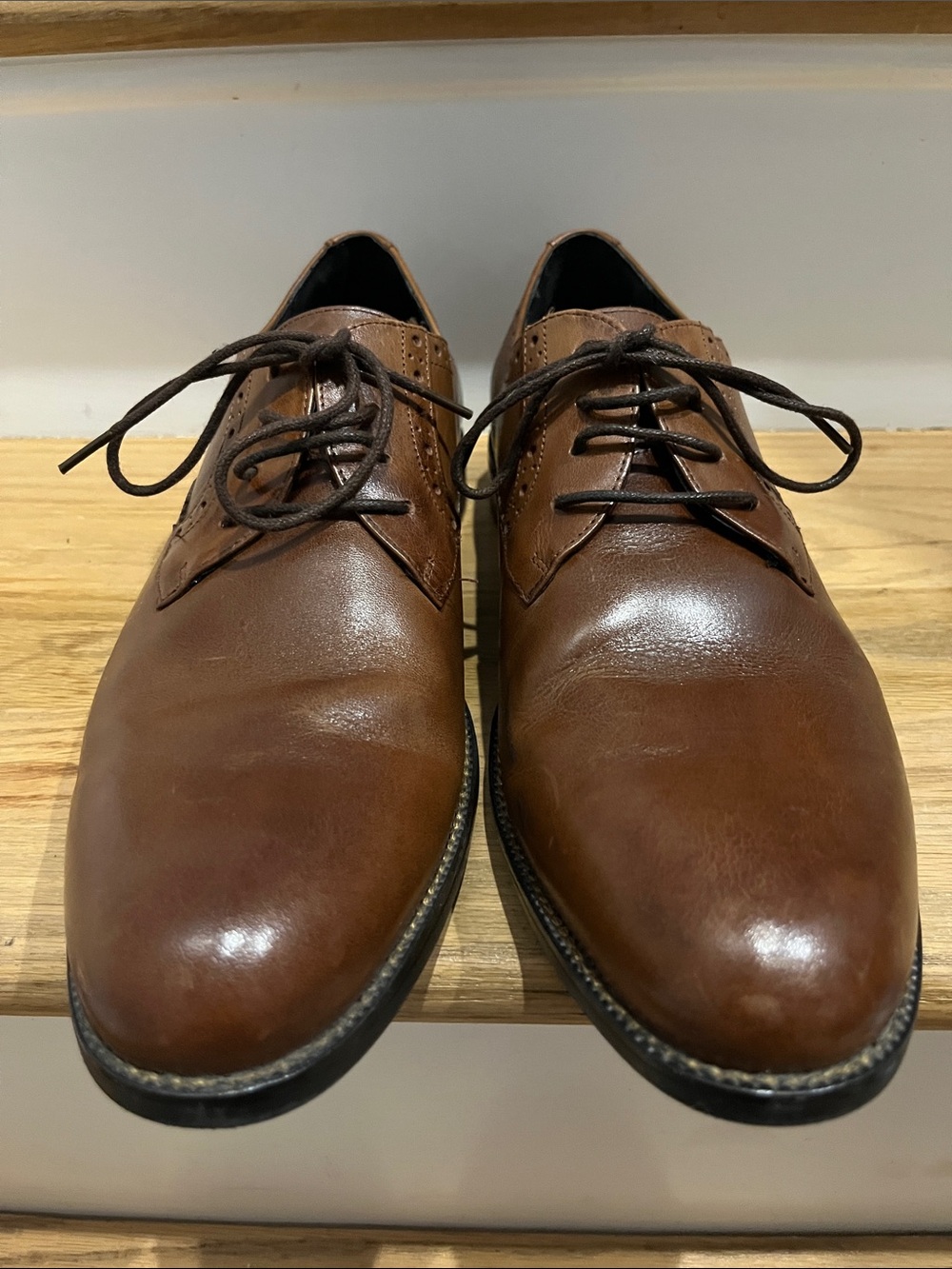 Stacy Adams Brown Leather Lace-Up Oxford Dress Shoes